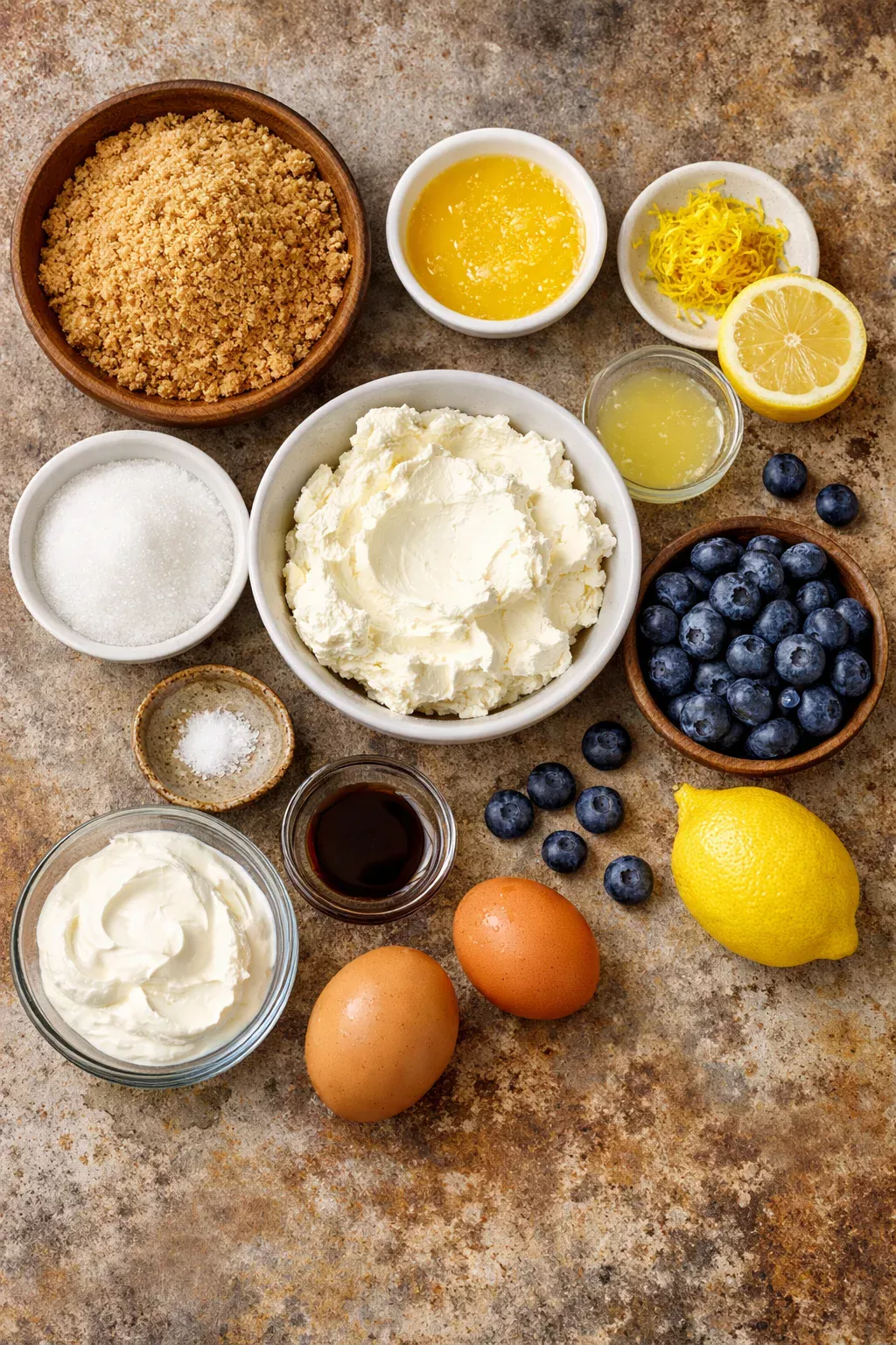 Mini Lemon Blueberry Cheesecakes