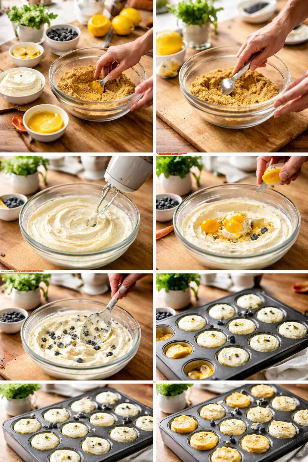 Mini Lemon Blueberry Cheesecakes