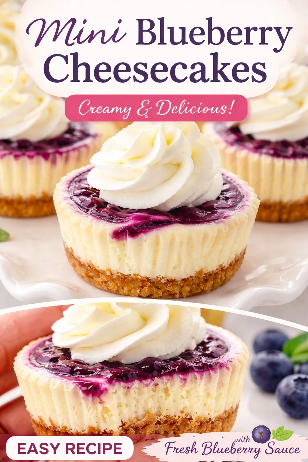 Mini Lemon Blueberry Cheesecakes