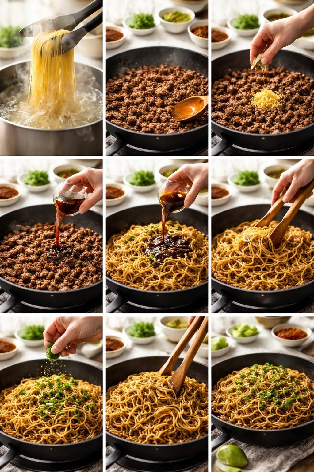 Mongolian Ground Beef Noodles Recipe