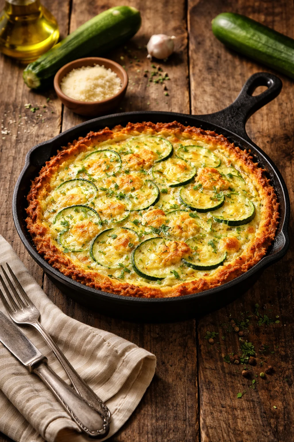 Zucchini Quiche with Bacon and Hash Brown Crust