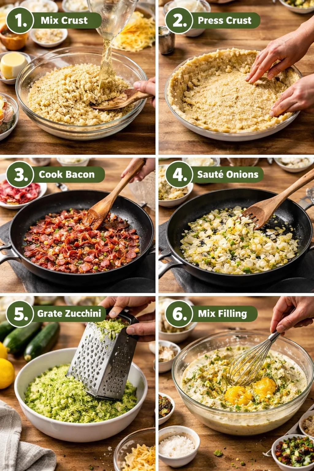 Zucchini Quiche with Bacon and Hash Brown Crust