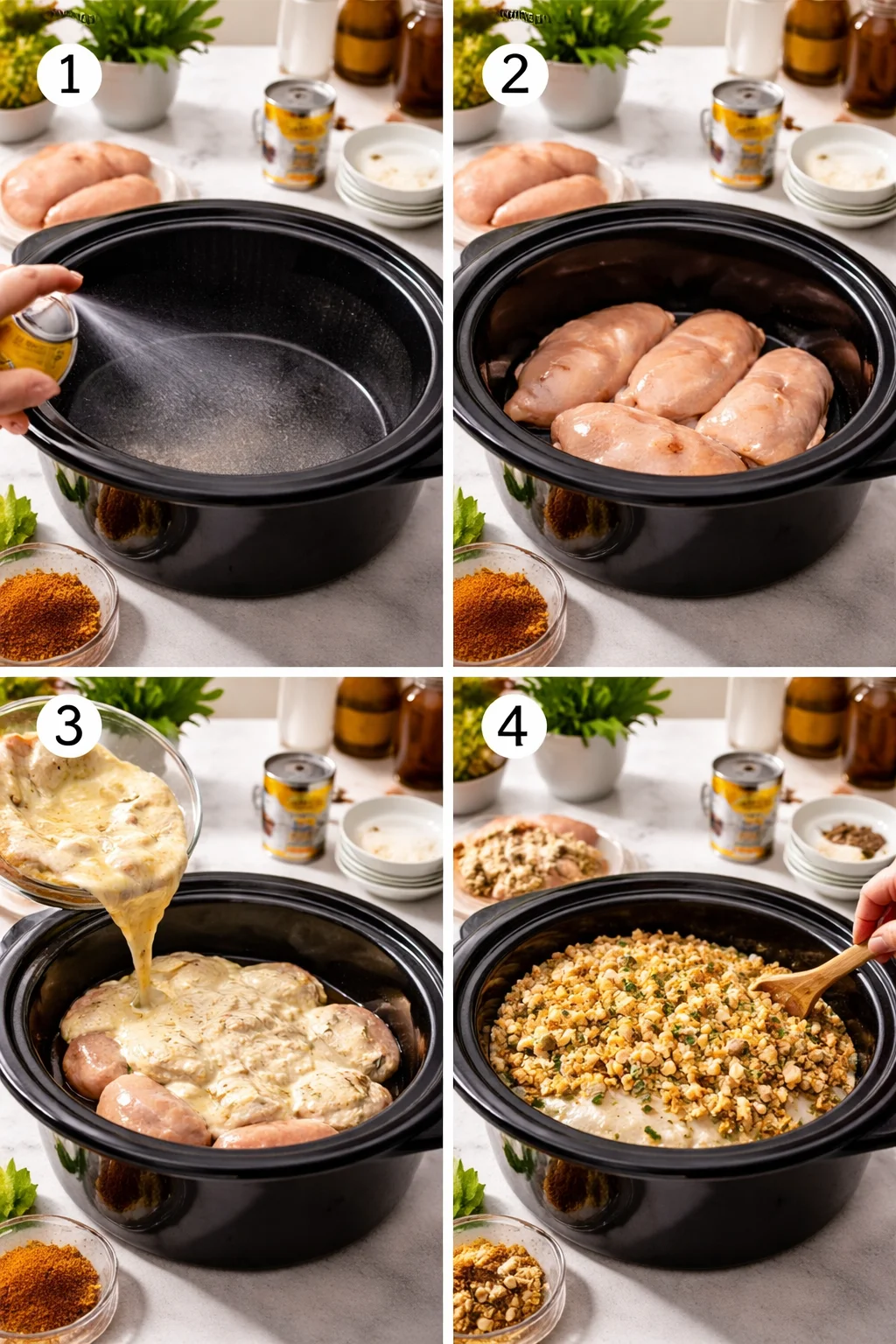 asy Slow Cooker Chicken with Stuffing