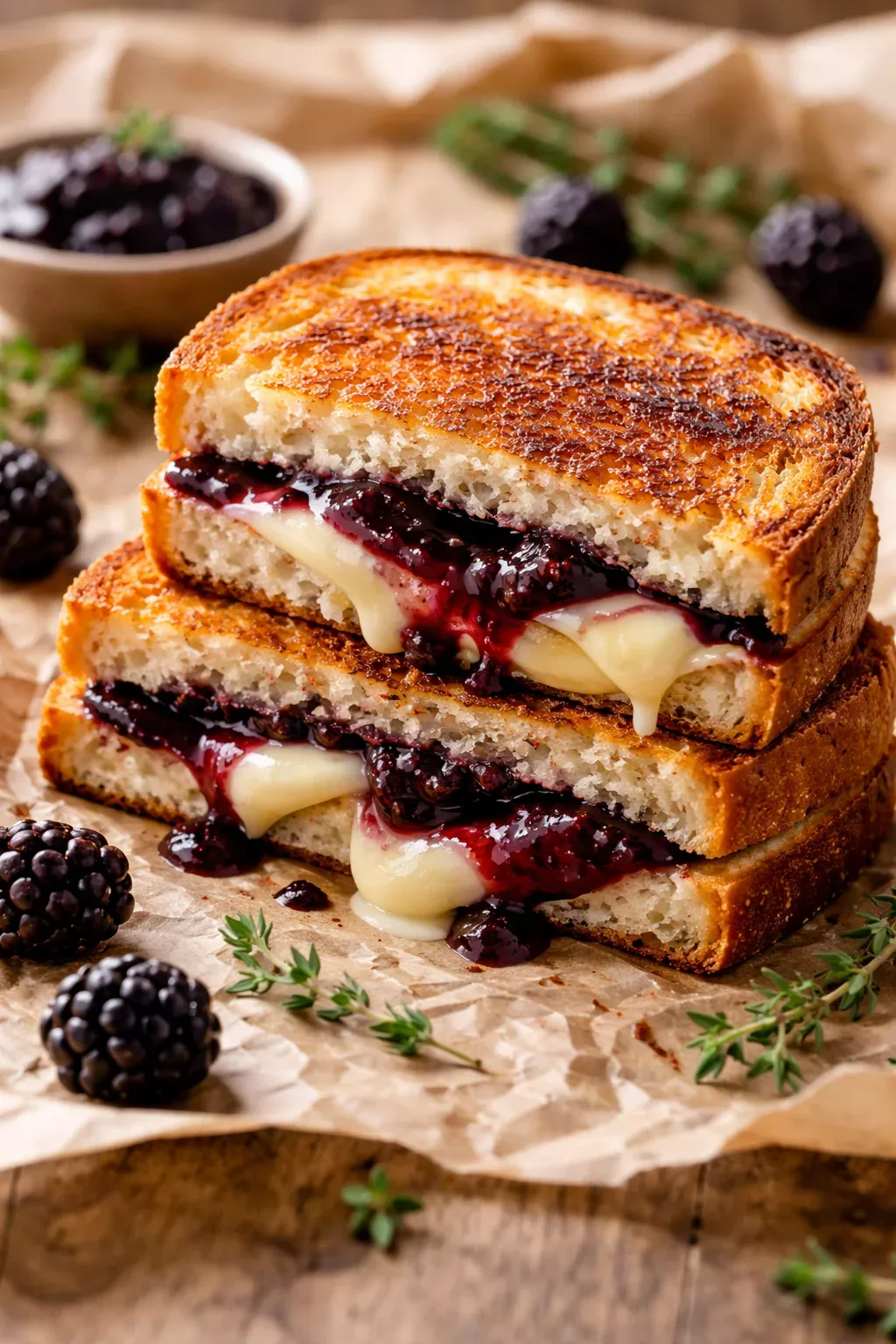 Brie & Blackberry Jam Grilled Cheese
