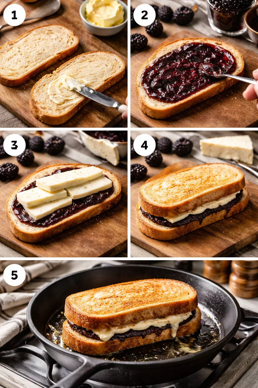 Brie & Blackberry Jam Grilled Cheese