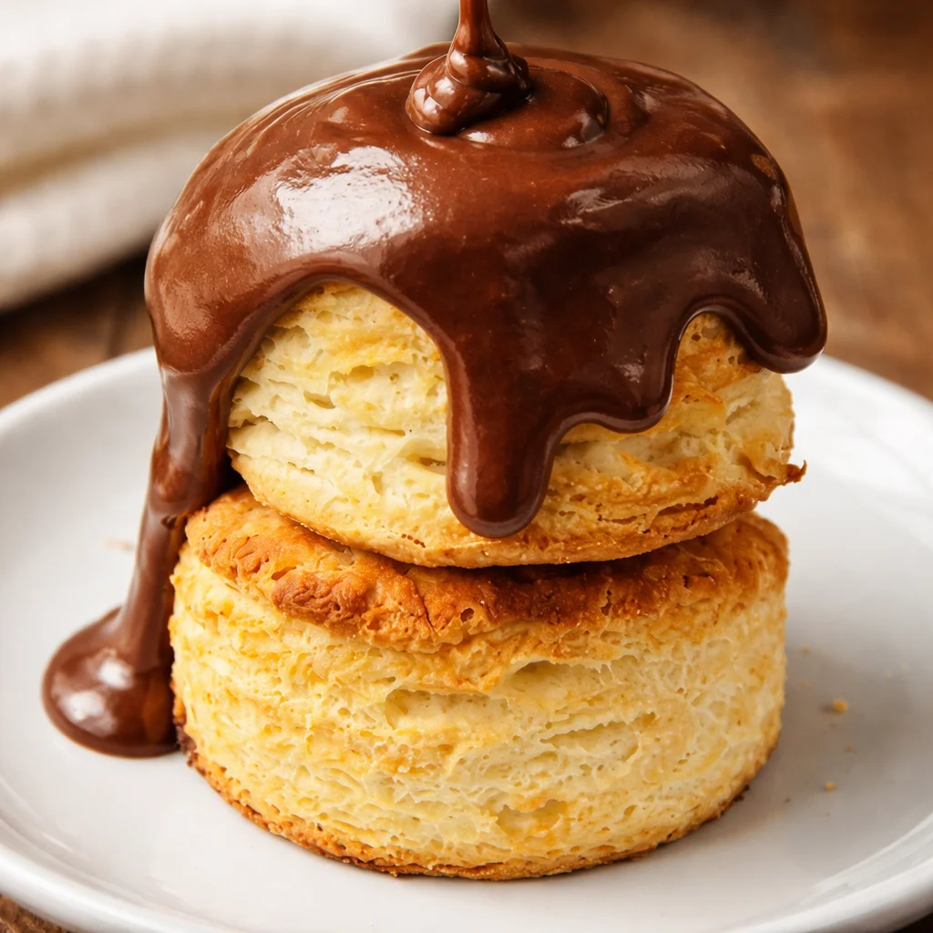 Delicious chocolate gravy served over warm Southern buttermilk biscuits.