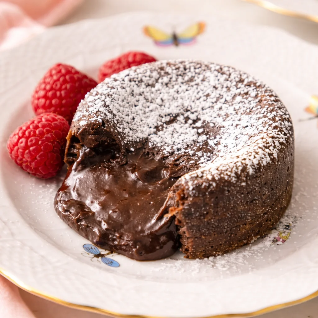 Delicious Chocolate Lava Cake with a gooey molten center served warm.