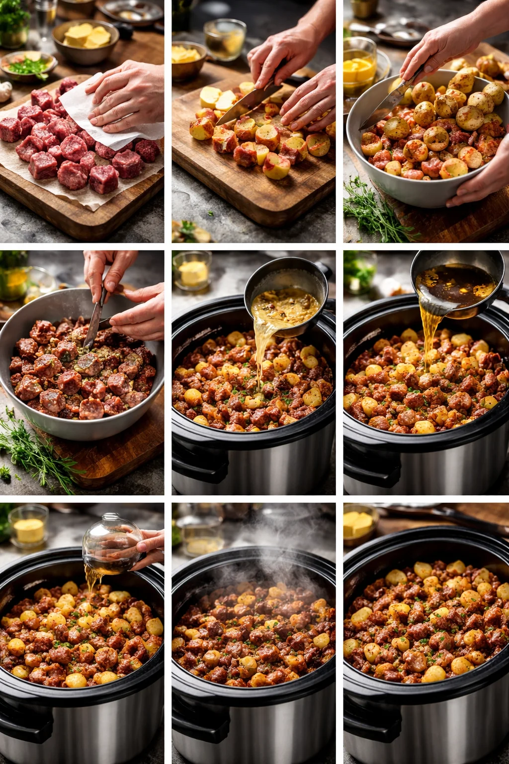 Crockpot Garlic Butter Beef Bites & Potatoes