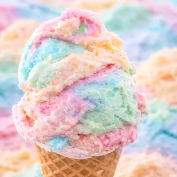 Colorful Jell-O Ice Cream dessert with fresh fruits and creamy texture