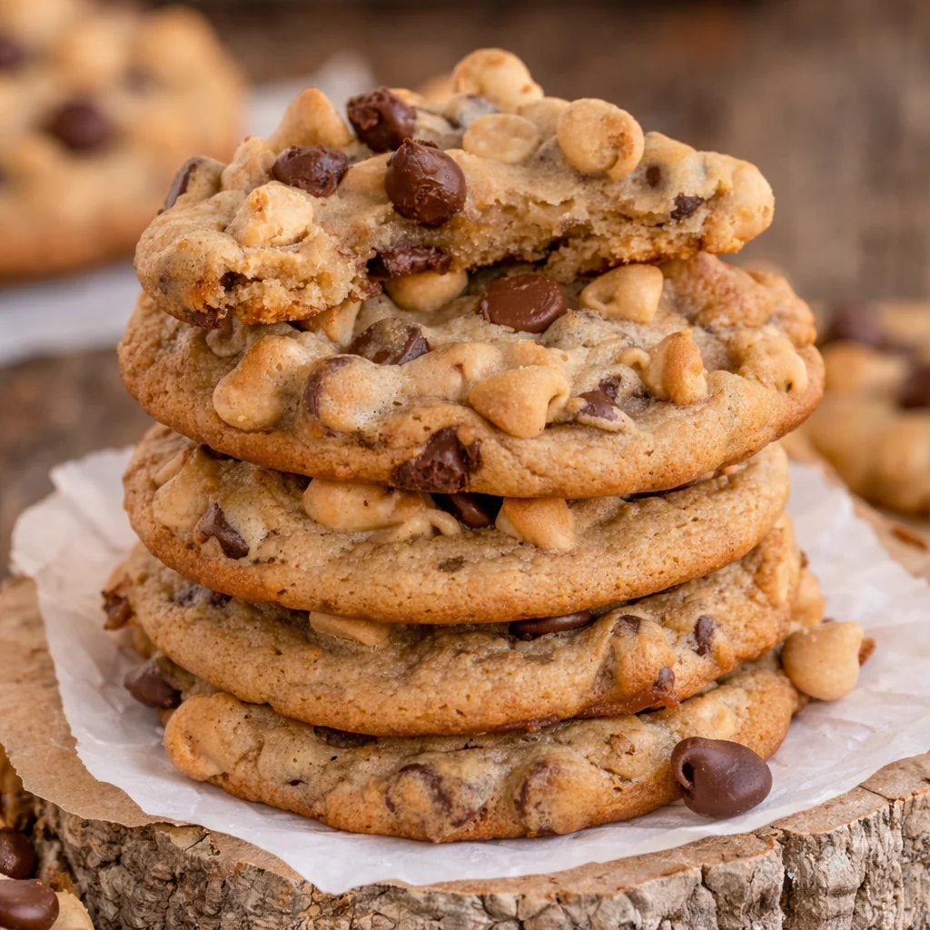 Delicious Peanut Butter Banana Chocolate Chip Cookies with melted chocolate chips