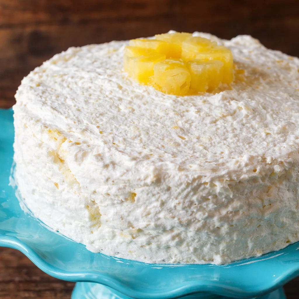 Delicious Pig Pickin' Cake layered with mandarin oranges and pineapple frosting.