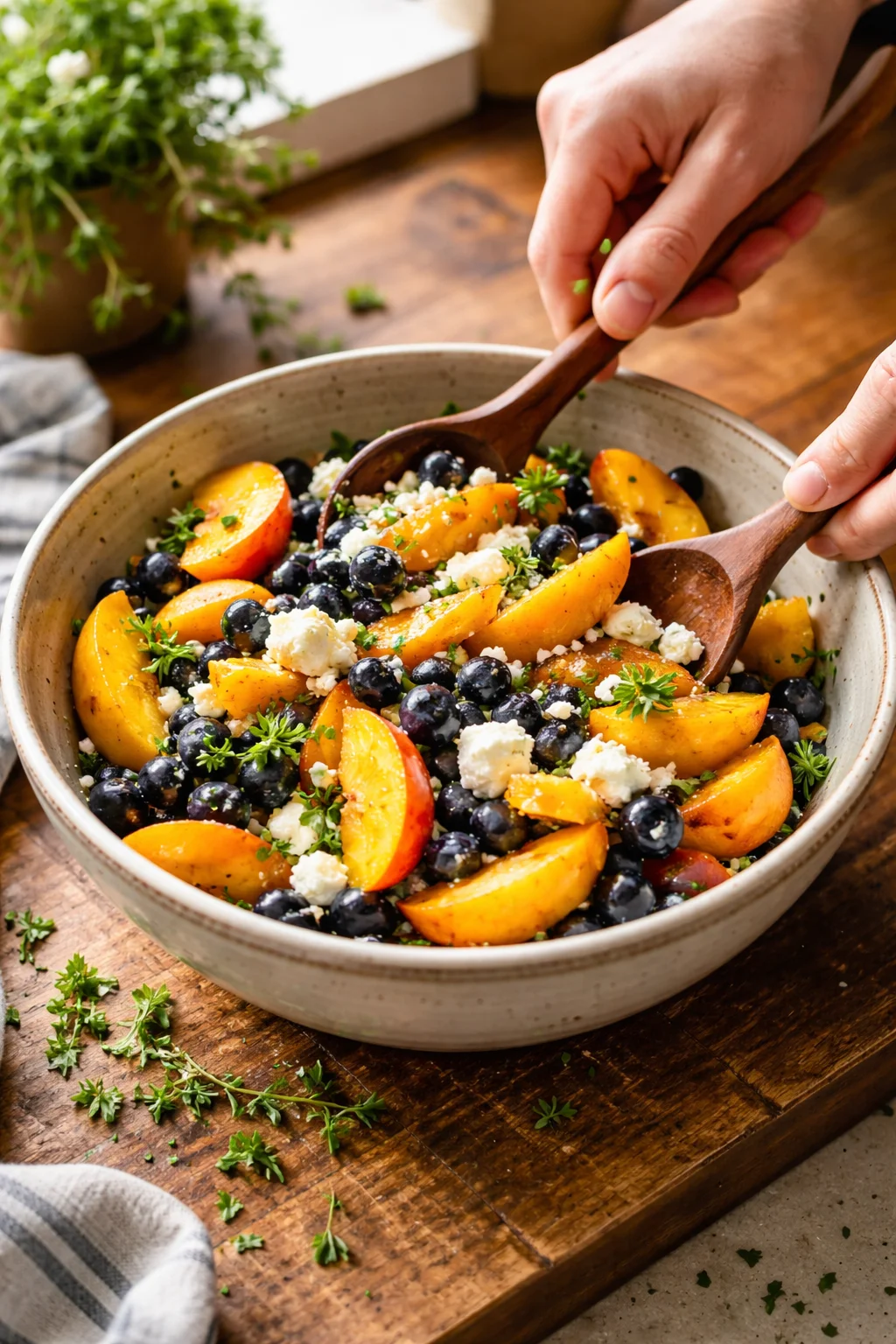 Blueberry Peach Feta Salad