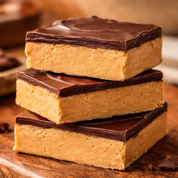 Delicious no-bake Buckeye Bars with peanut butter and chocolate layers