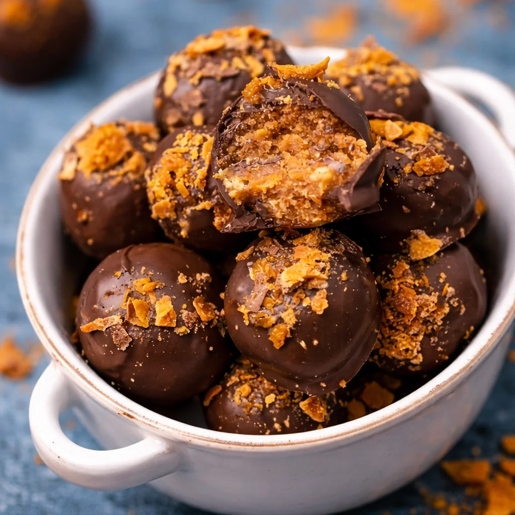 Delicious Butterfinger Nutter Butter Truffles made with Nutter Butters and Butterfinger candy.