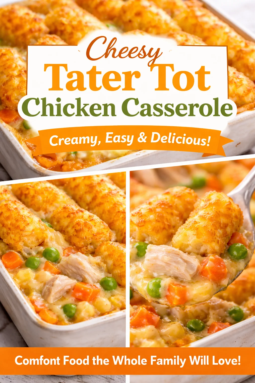 CHICKEN POT PIE CASSEROLE with TATER TOTS