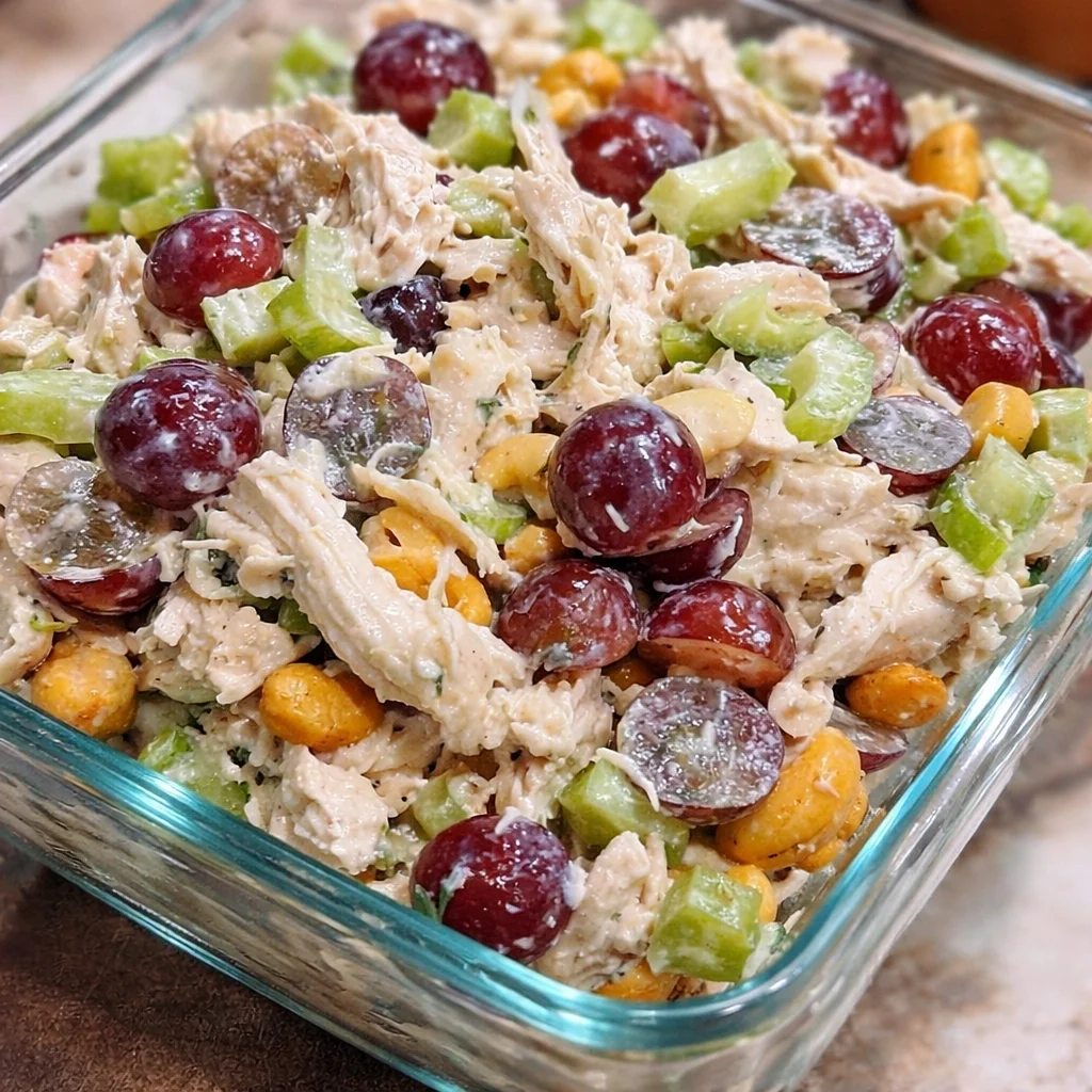 Delicious Chicken Salad with Grapes, featuring chicken, juicy grapes, and creamy dressing.