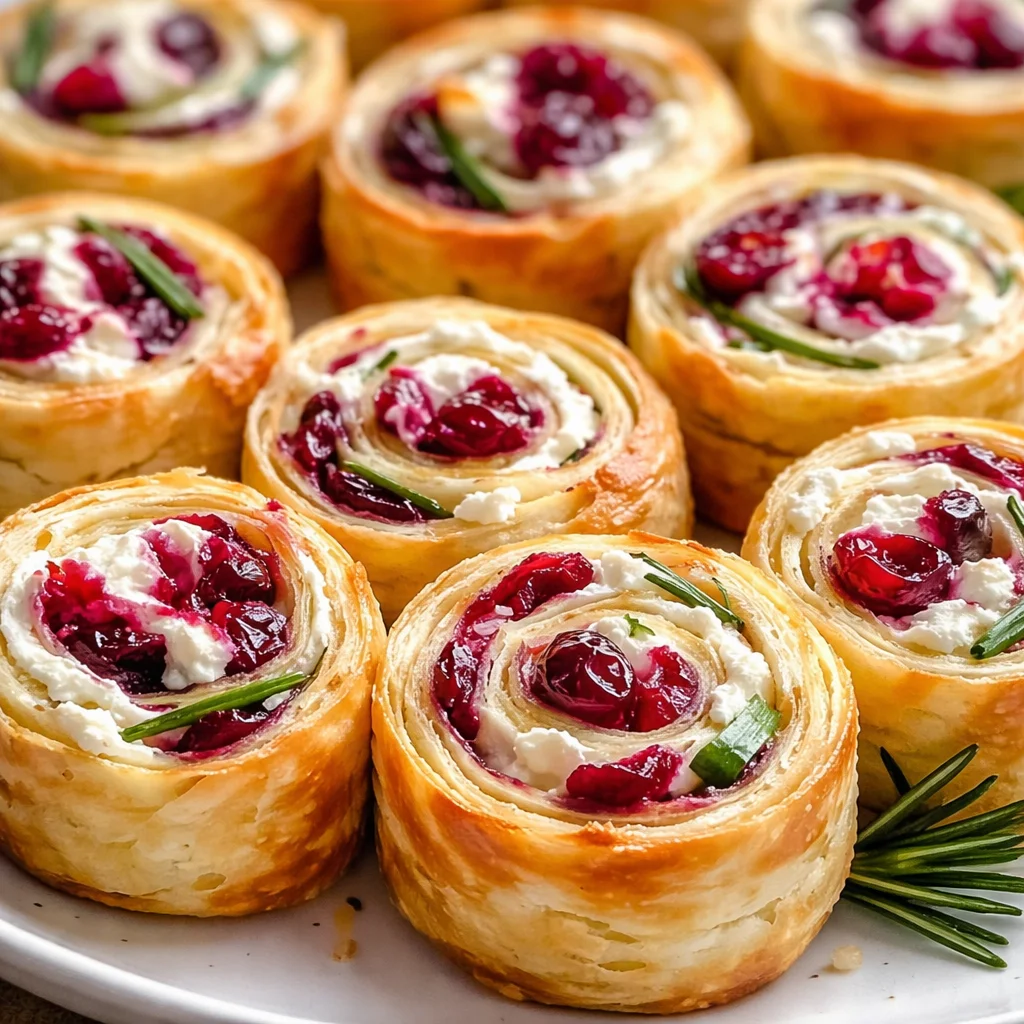 Festive Cranberry Feta Pinwheels with Cream Cheese, ideal holiday appetizer.