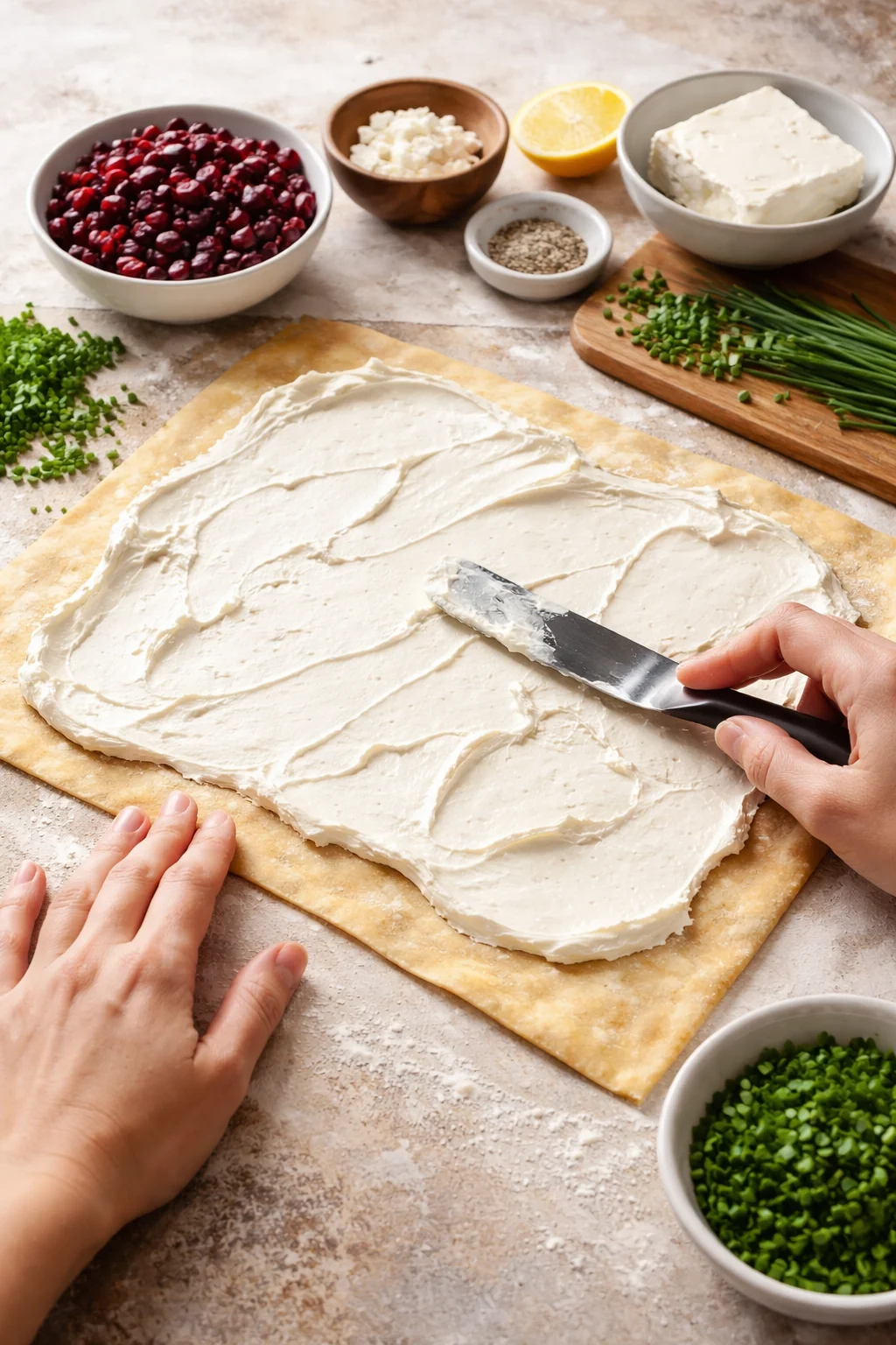 Cranberry Feta Pinwheels with Cream Cheese