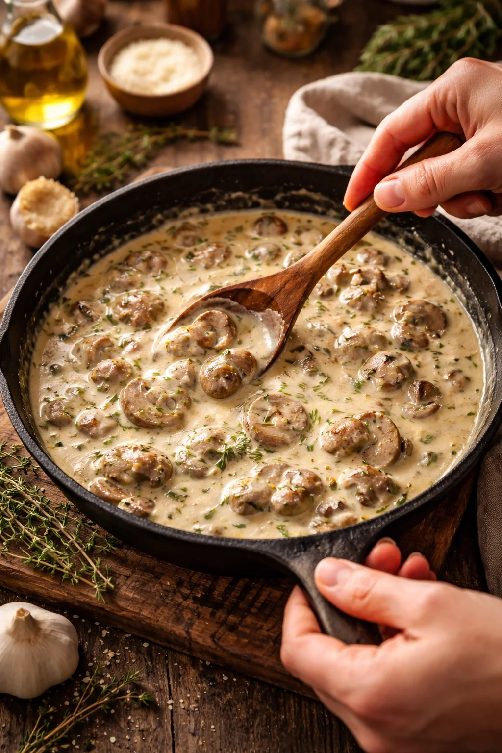 Creamy Garlic Butter Tuscan Mushrooms