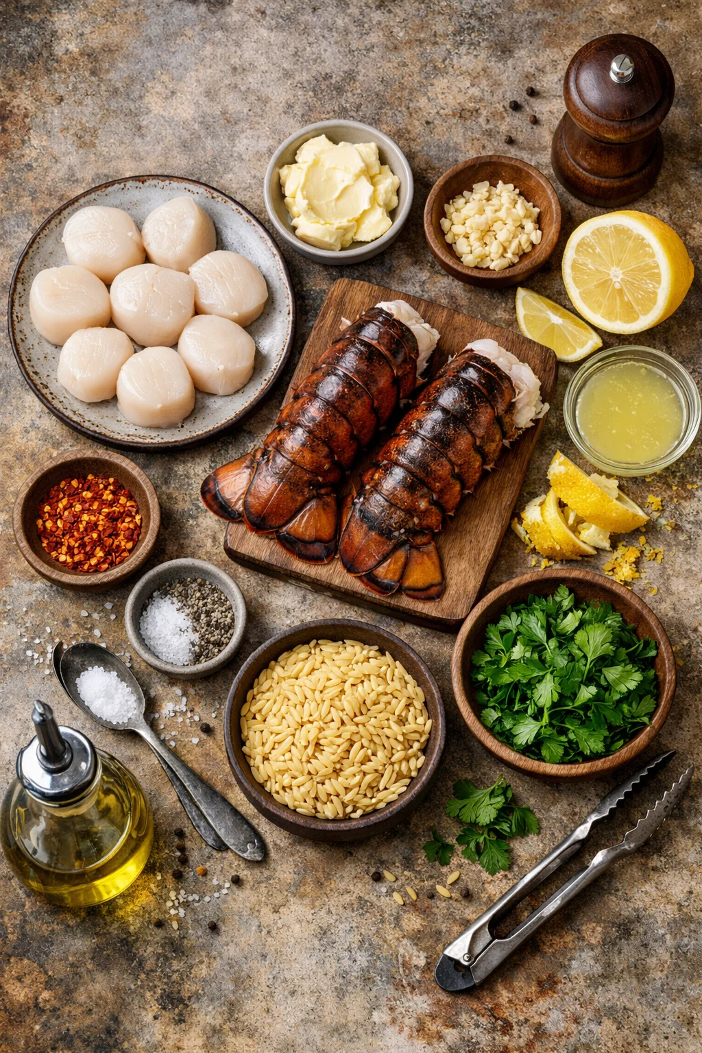 Garlic Butter Lobster and Scallops