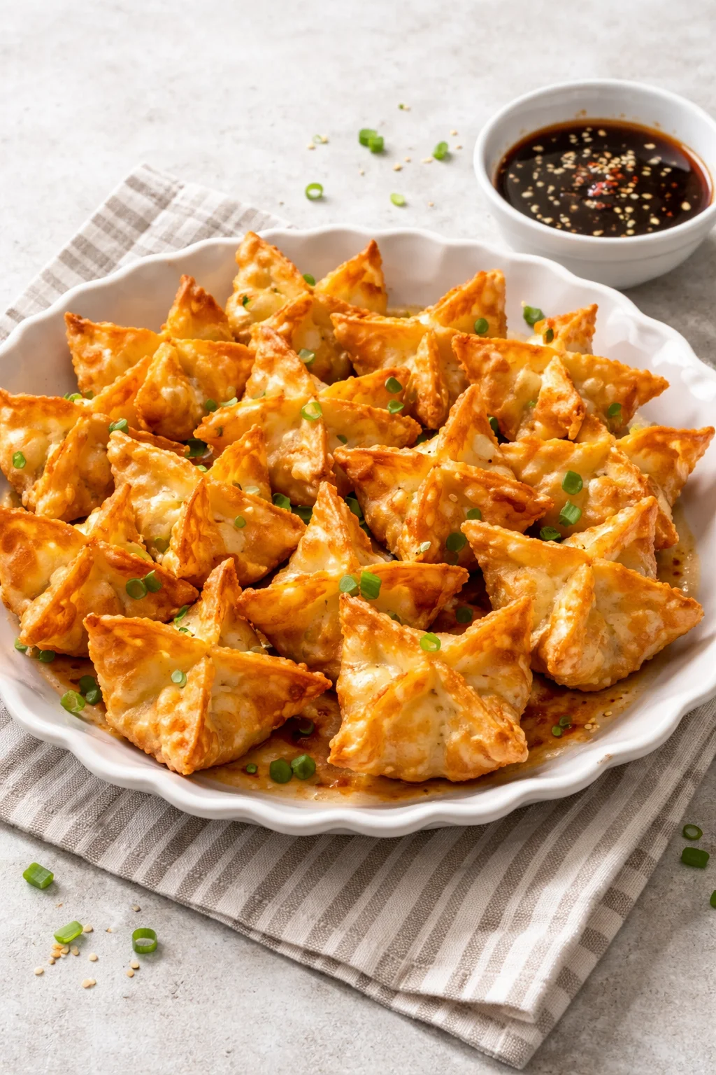Homemade cream cheese and crab wontons