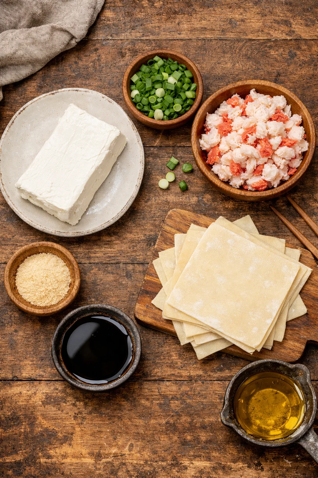 Homemade cream cheese and crab wontons