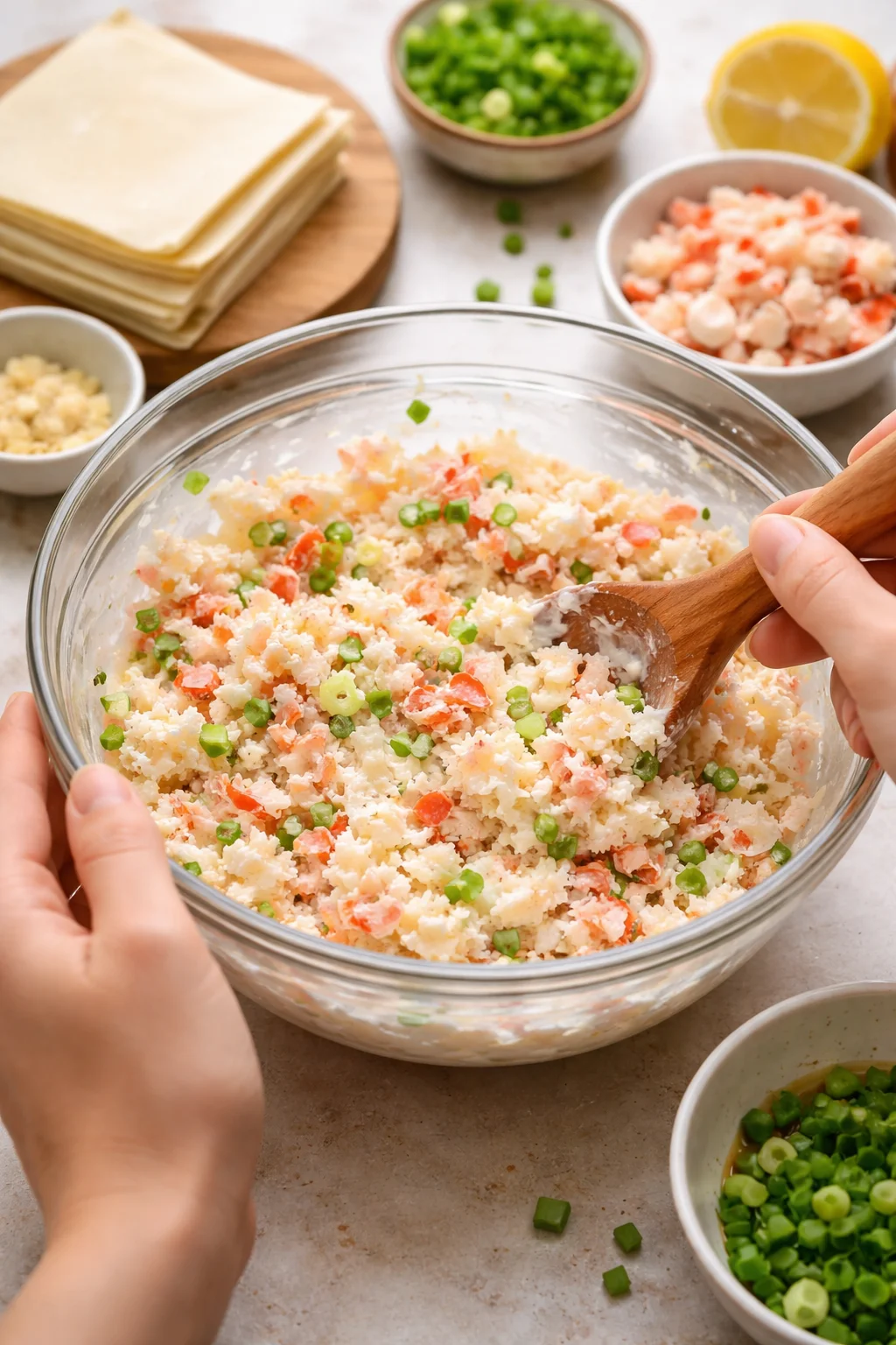 Homemade cream cheese and crab wontons