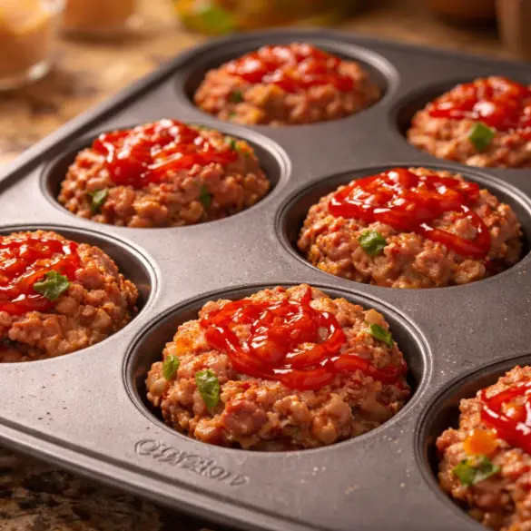 Delicious Meatloaf Muffins baked in a muffin tin for easy serving.