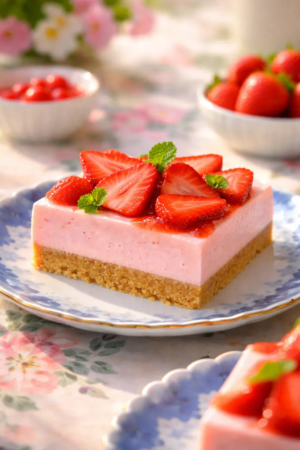 No-Bake Strawberry Cheesecake Bars