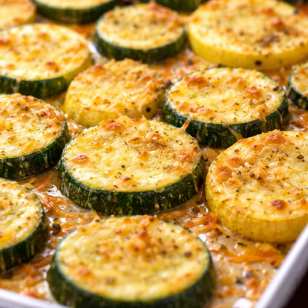Crispy and healthy Parmesan Zucchini slices baked to perfection.