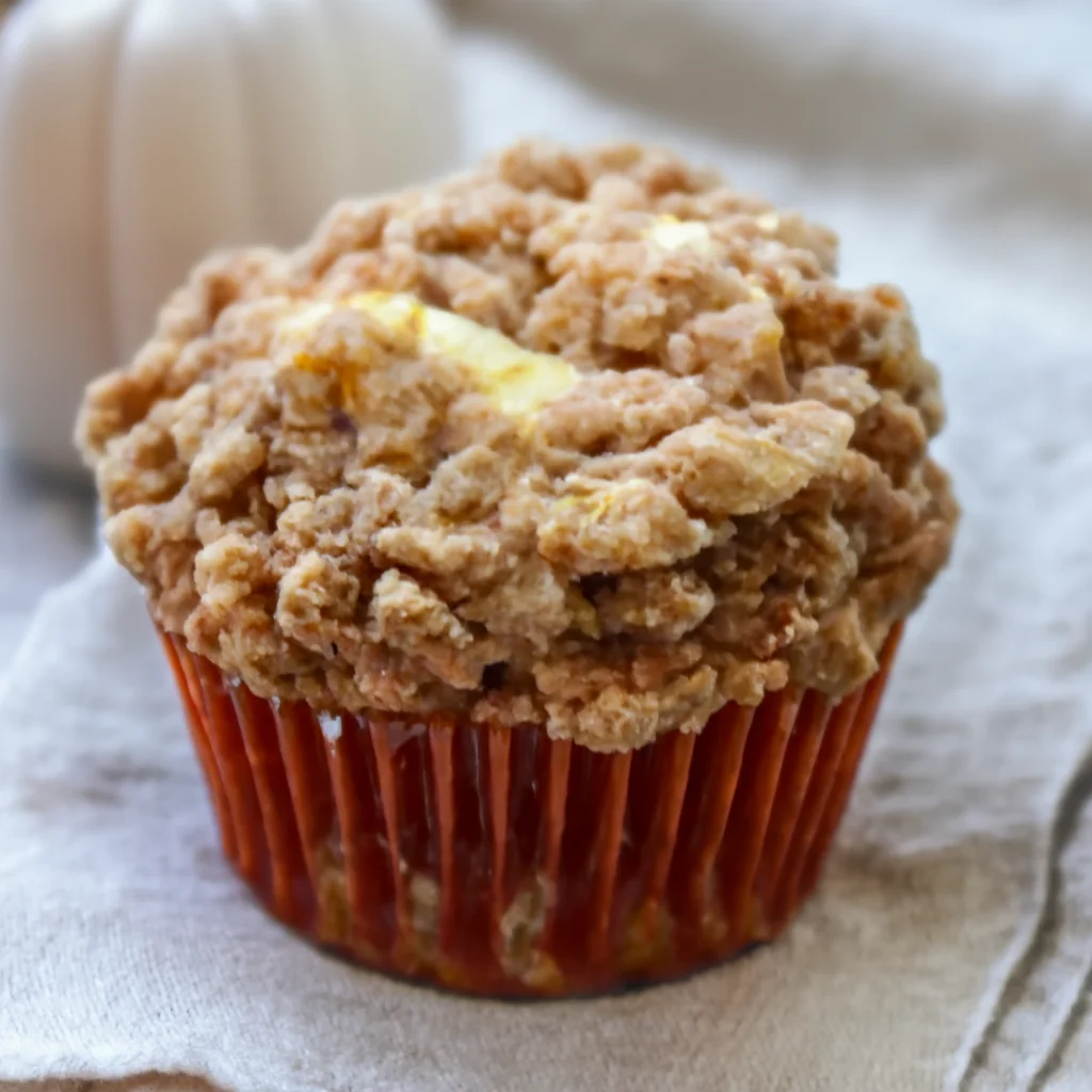 Delicious Pumpkin Cream Cheese Muffins with spiced filling and streusel topping.