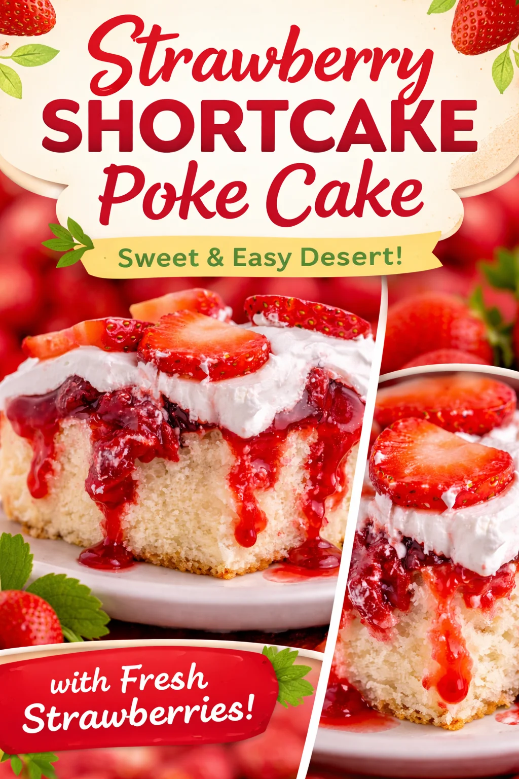 STRAWBERRY SHORTCAKE POKE CAKE