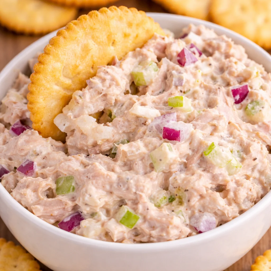 Delicious and healthy tuna salad served with fresh herbs and vegetables.