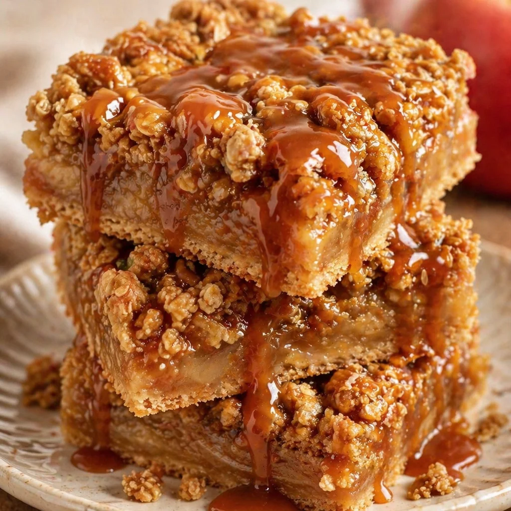 Delicious homemade apple pie bars with apple filling and buttery crumb topping