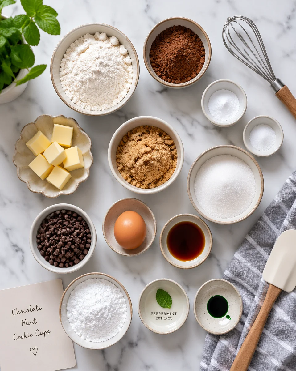 Chocolate Mint Cookie Cups