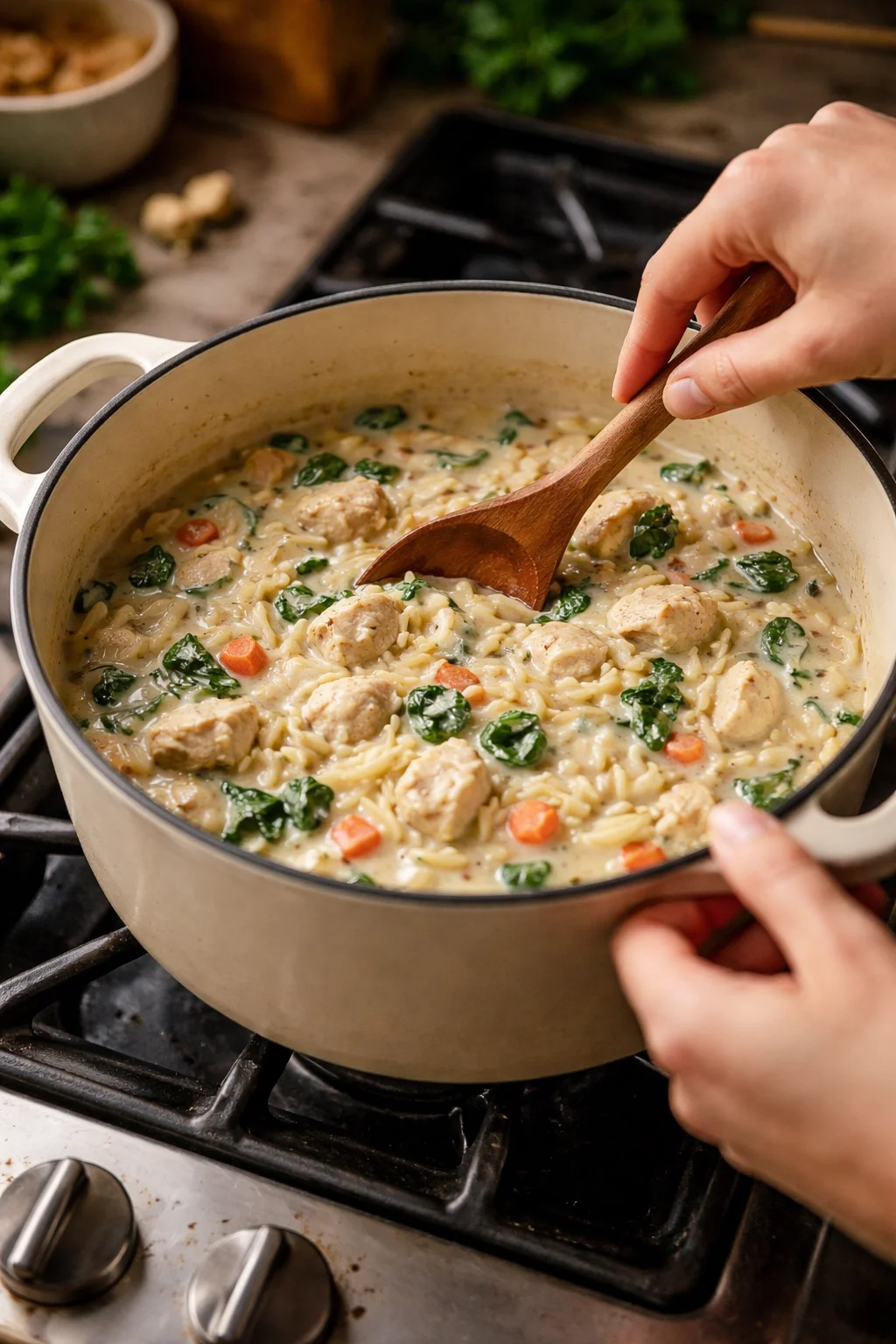 CREAMY PARMASAN CHICKEN ORZO