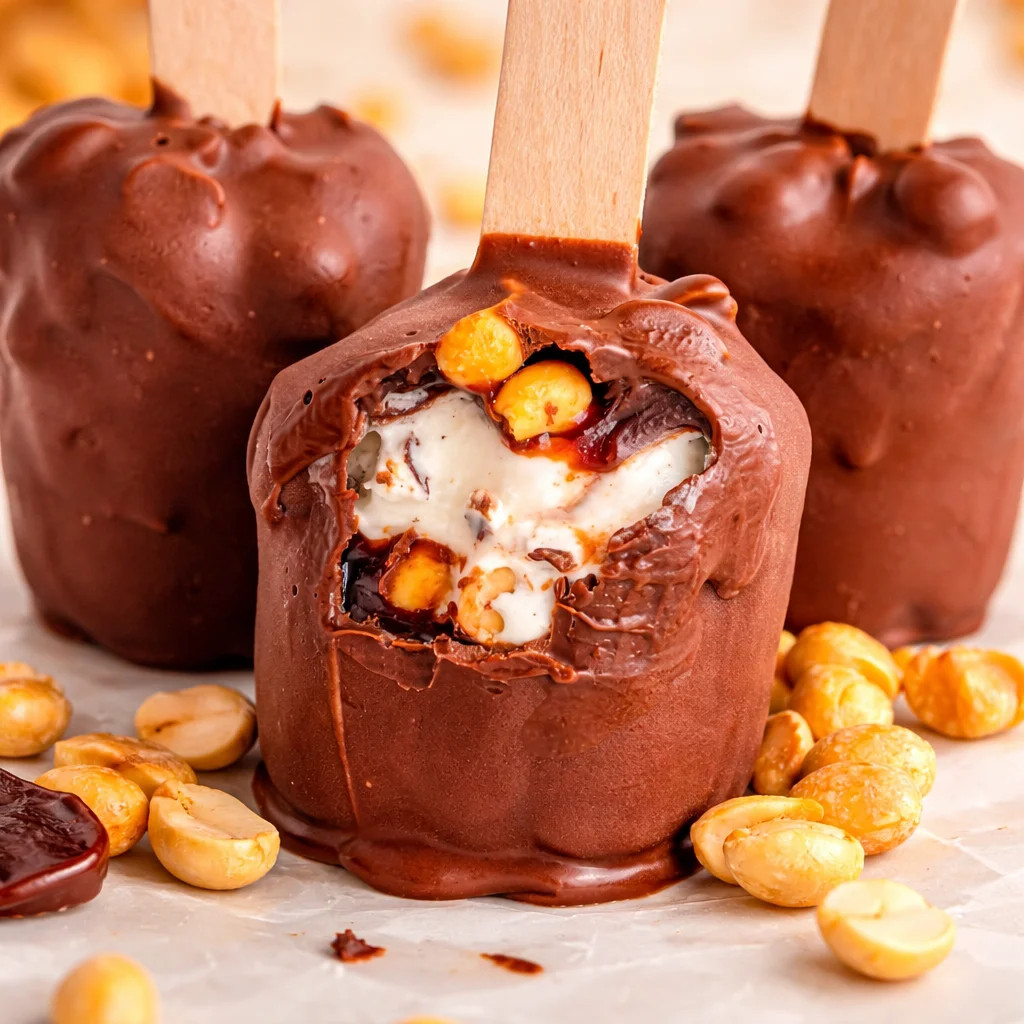 Homemade Dairy Queen Copycat Buster Bars with ice cream, fudge, and peanuts.