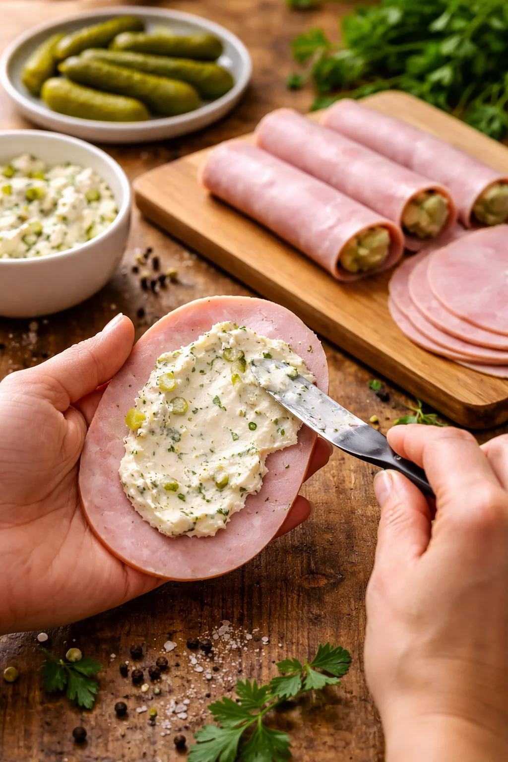 HAM PICKLE ROLL-UPS