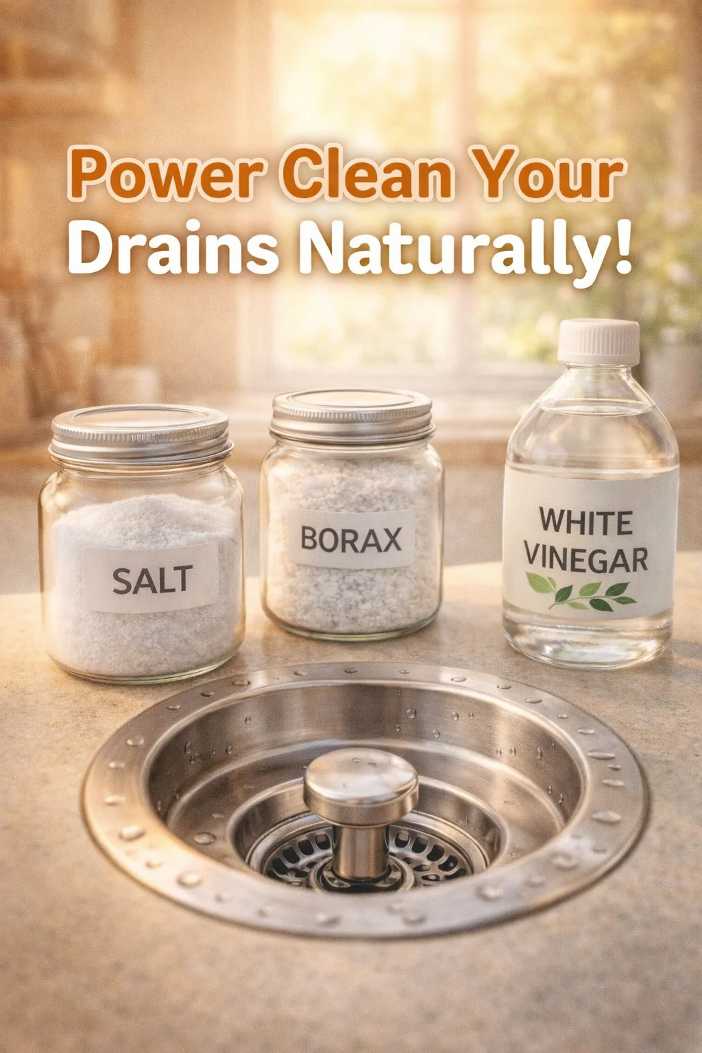 How to Power Clean Drains with Borax, Salt, and Vinegar