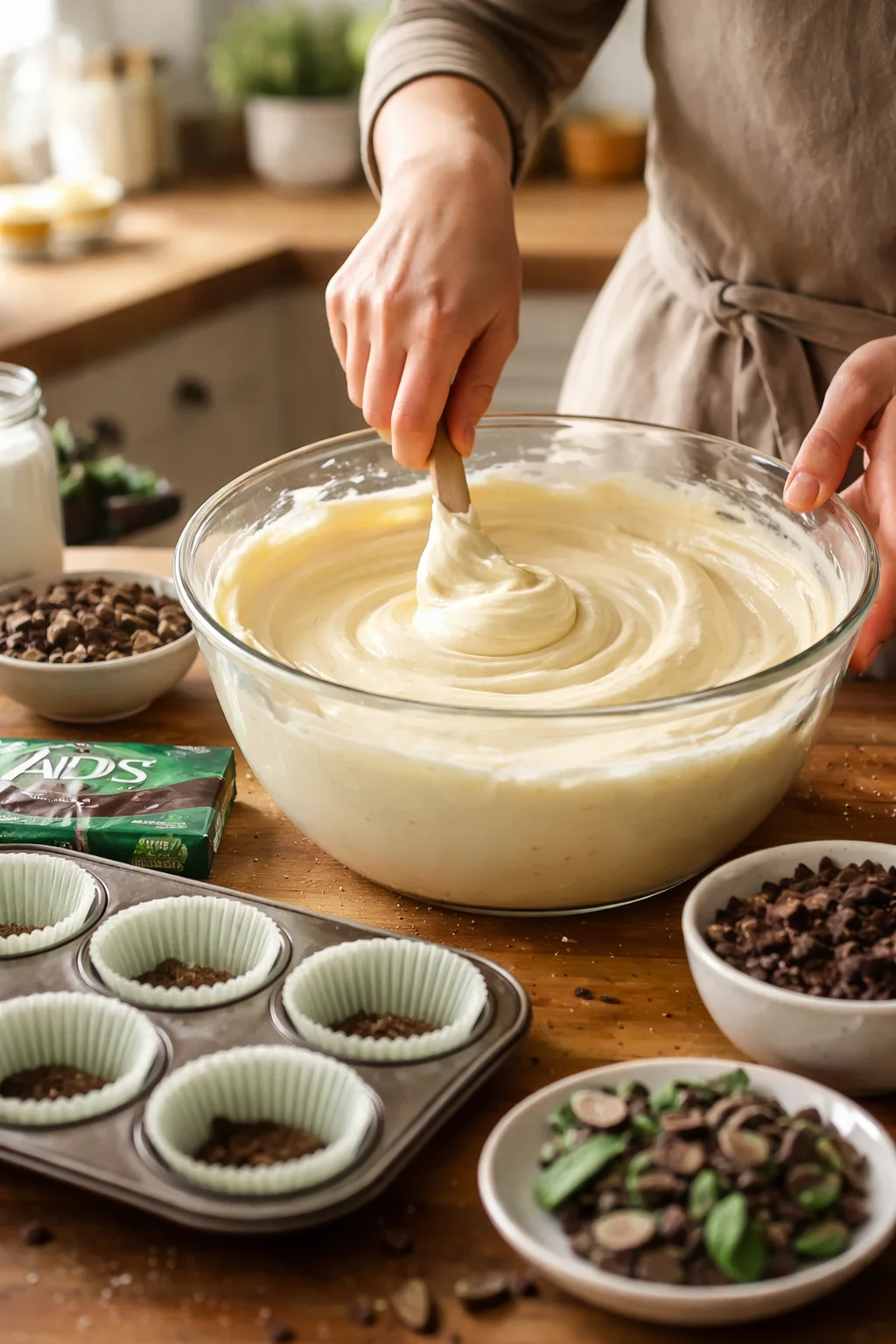 Mini Andes Mint Cheesecakes