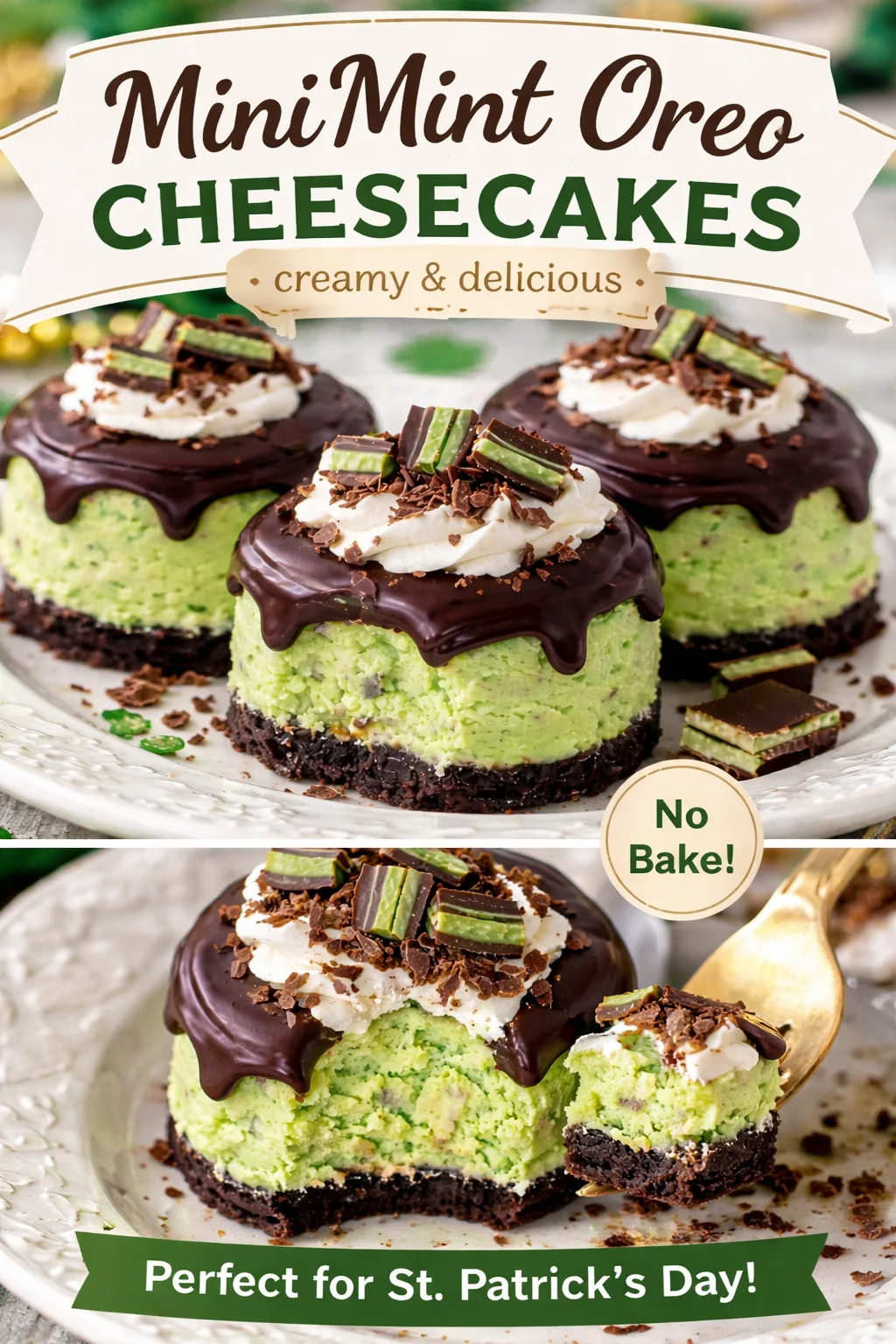 Mini Andes Mint Cheesecakes