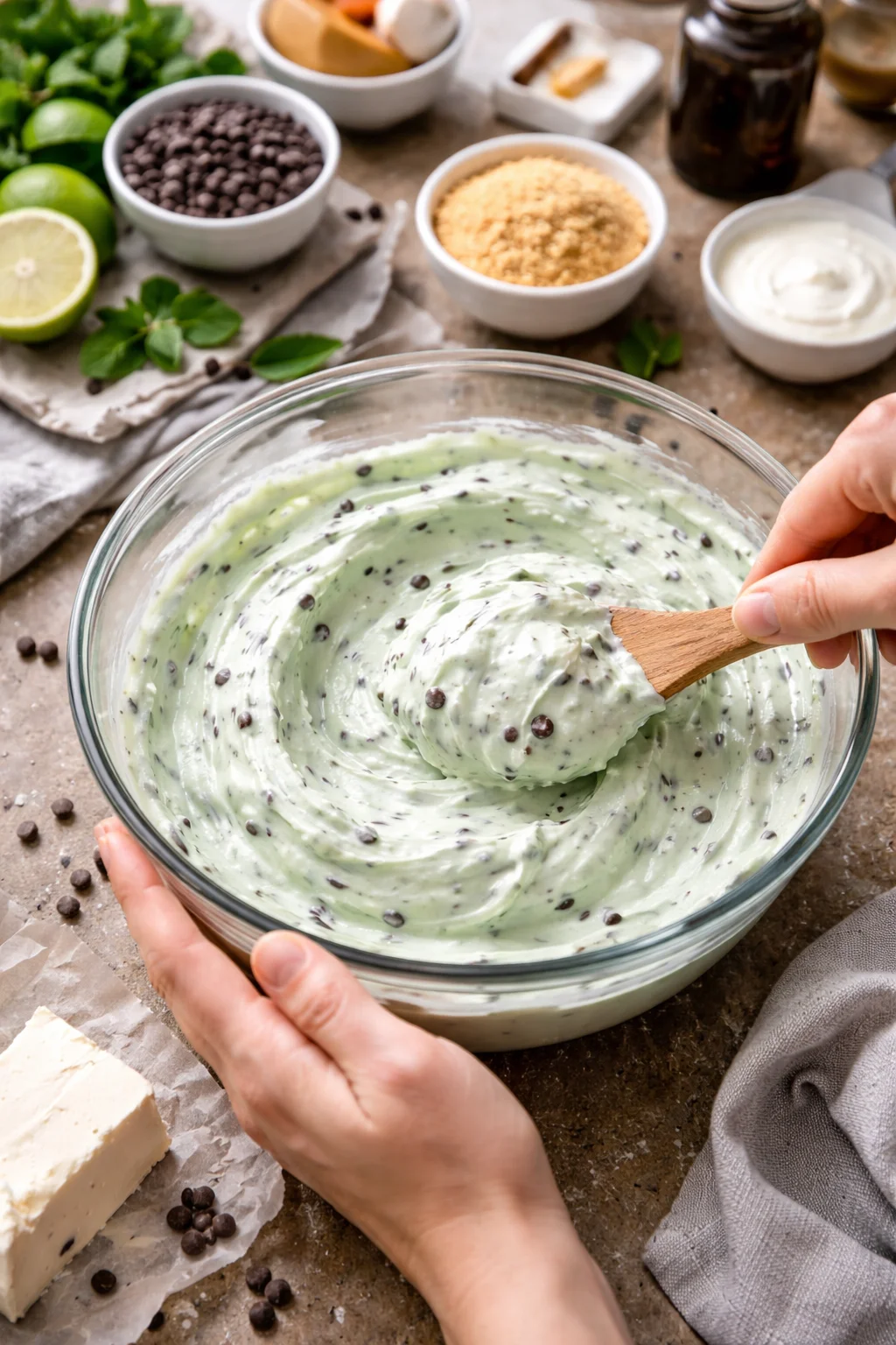 Mint Chocolate Chip Cheesecake