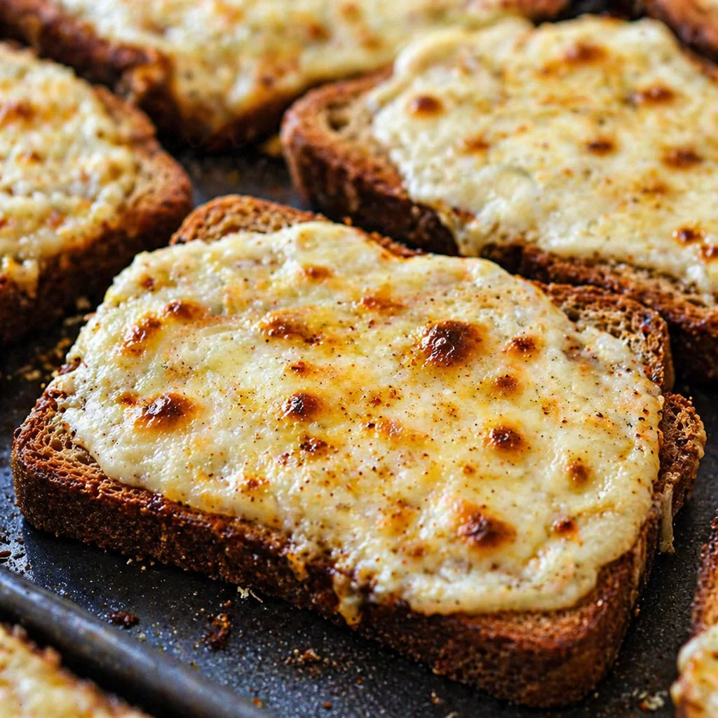 Deliciously cheesy Parmesan Party Bread topped with a creamy, savory blend.
