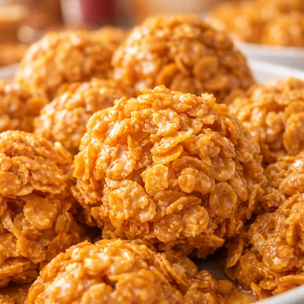 Delicious peanut butter cornflake cookies ready to enjoy, made with simple ingredients.