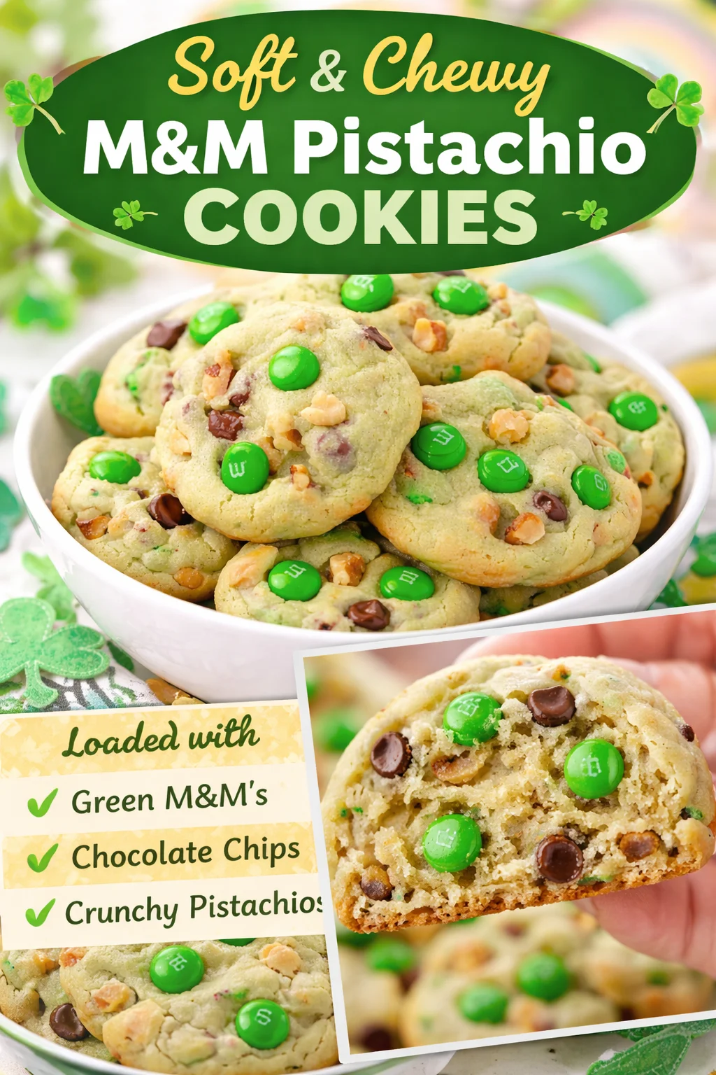 Pistachio and Chocolate Leprechaun Cookies