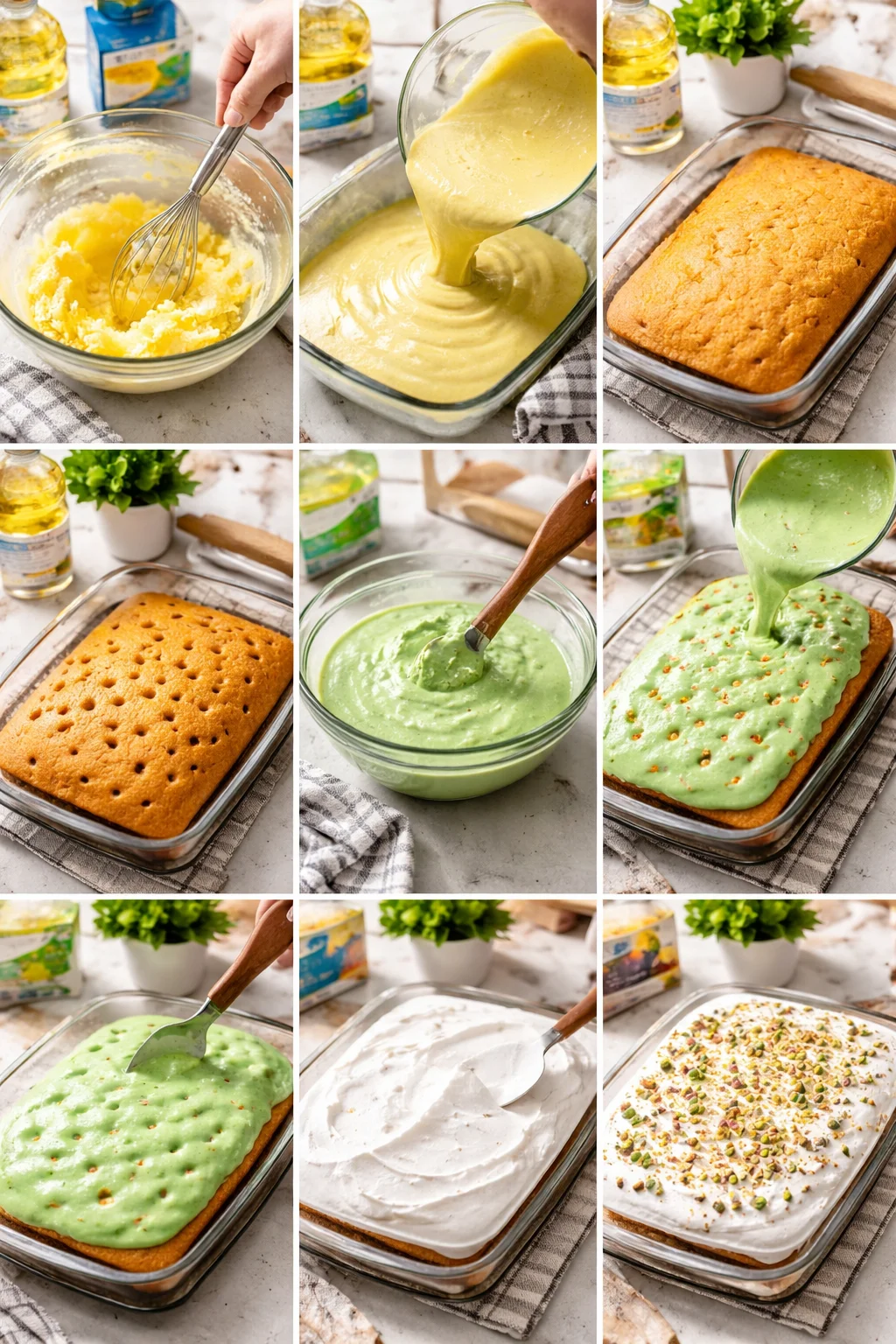 Pistachio Pudding Poke Cake