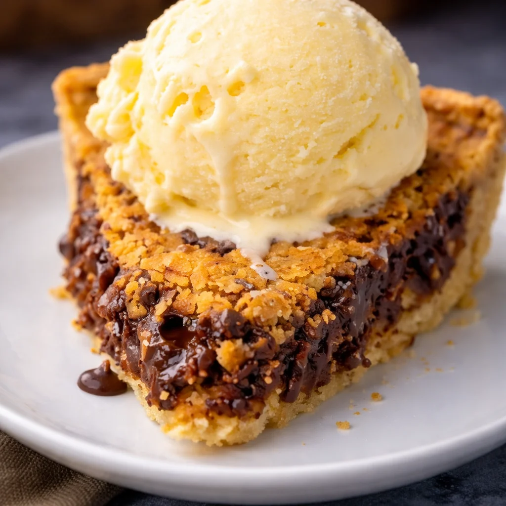 Delicious TOLL HOUSE CHOCOLATE CHIP PIE with chocolate chips and walnuts