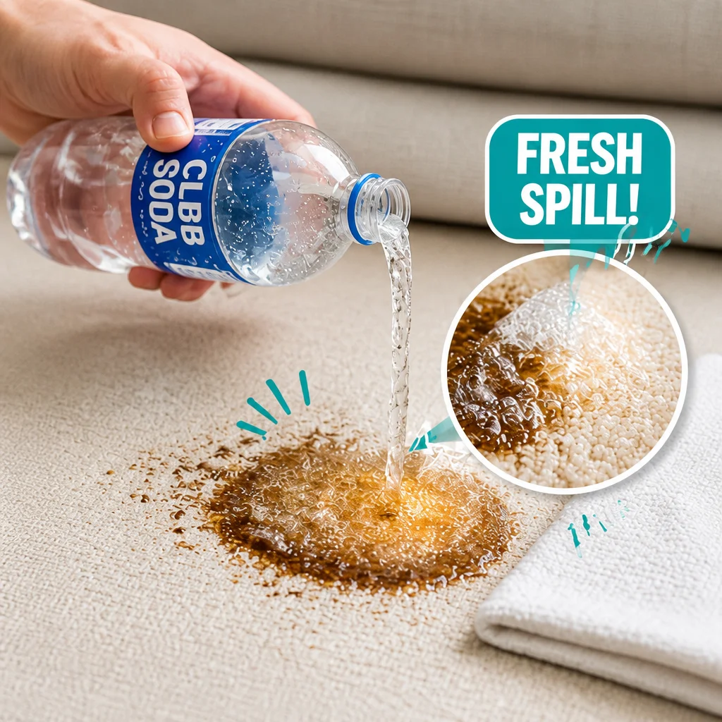 Club soda tricks for instantly fixing fresh beverage spills and stains.