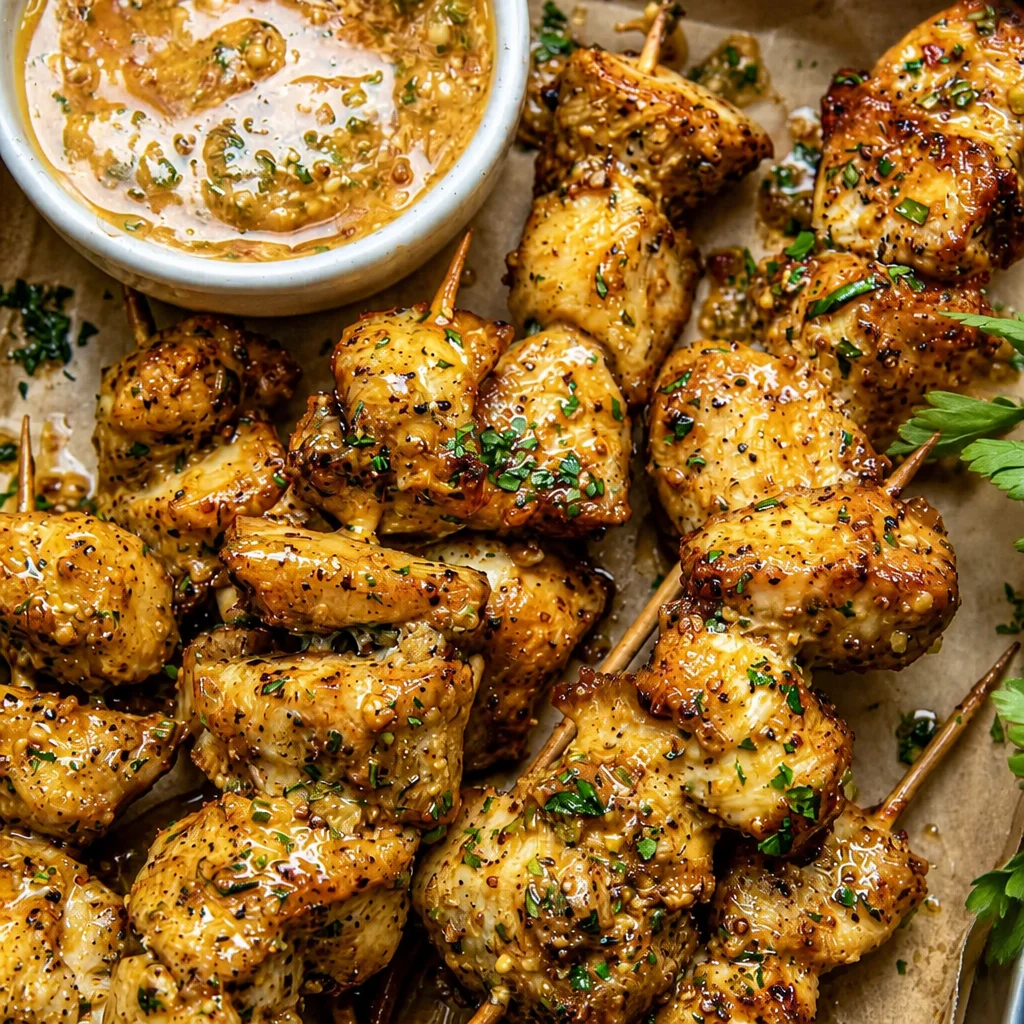 Crispy Cowboy Butter Chicken Tenders drizzled with garlic butter sauce