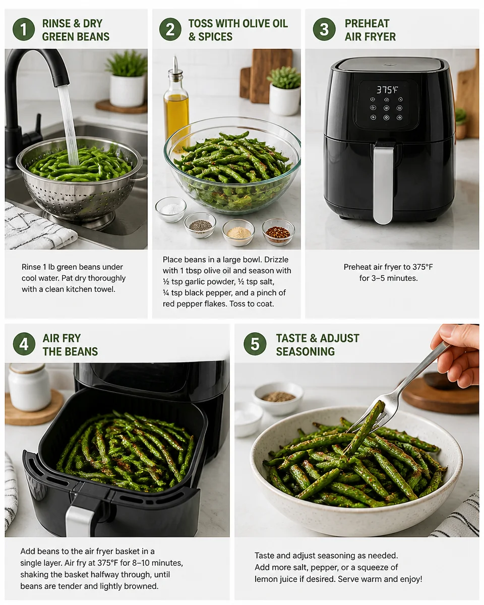 Easy Air Fryer Green Beans — Crispy Garlic Side